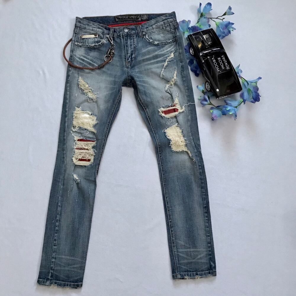 Heritage by America NWOT Distressed Skinny Jeans Men 32 x 33 - Picture 2 of 13